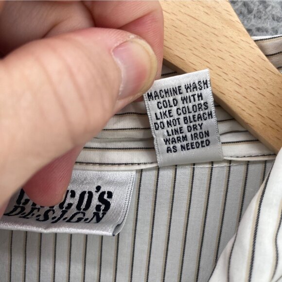 Chicos Shirt Womens 3 US Extra Large White Striped Button Up Collar Long Sleeves - Picture 6 of 9